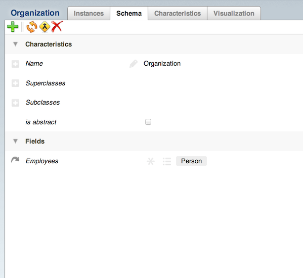 Schema editor for 'organization'